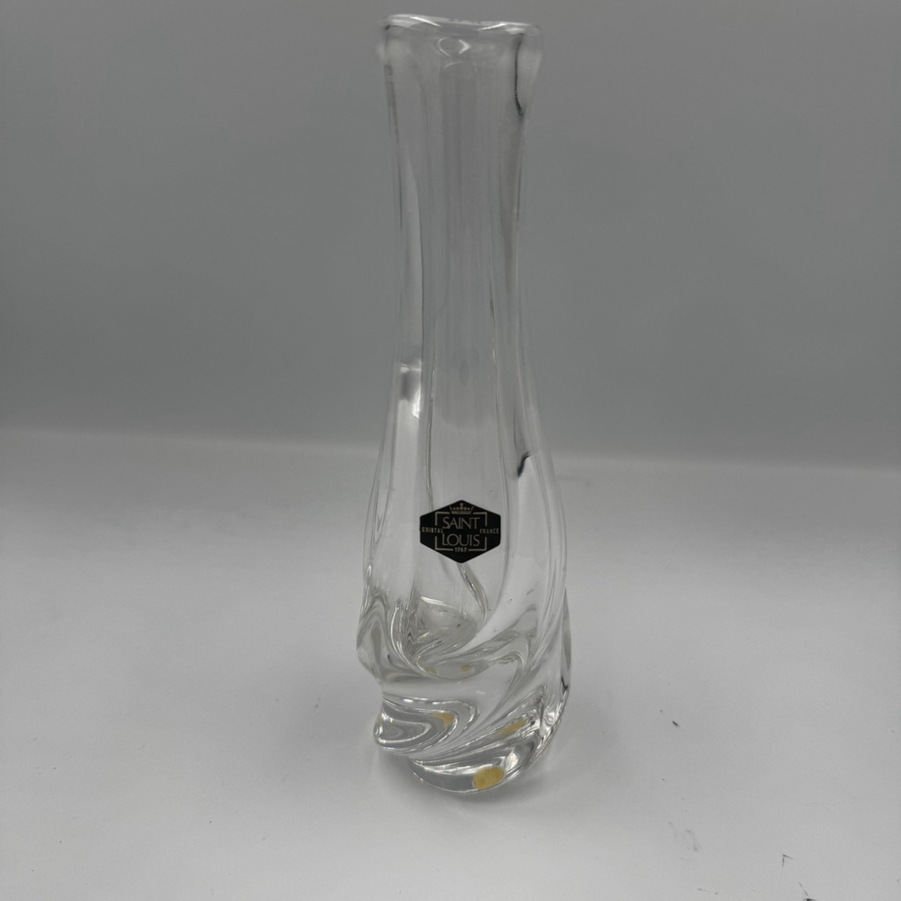 Saint Louis France Crystal Vase Vintage Art Glass Original Label
